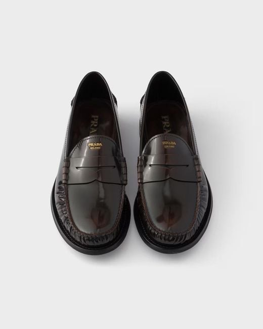 Prada Black Formale Penny Loafers for men