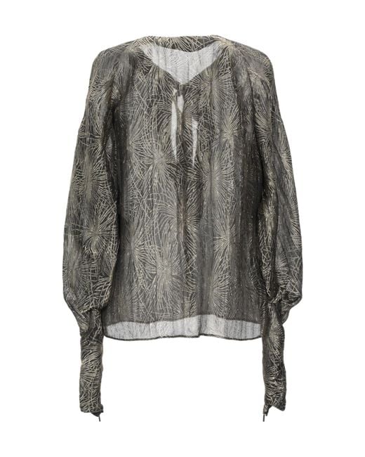 Saint Laurent Gray Tie Front Blouse