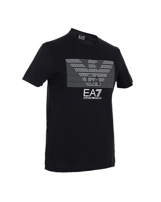 EA7 Black Round-Necked Logo T-Shirt for men