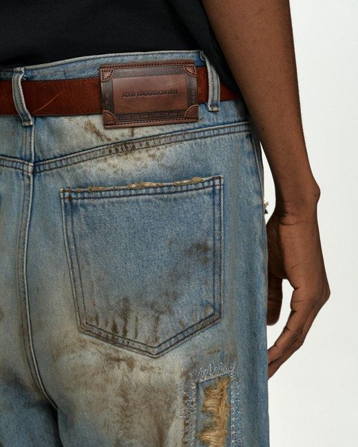ANDERSSON BELL Blue Ripped Wide-Leg Jeans for men