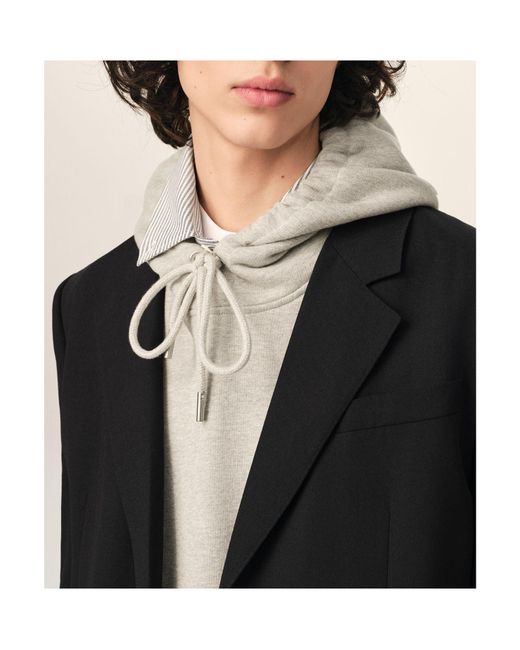 AMI Black Single Breasted Straight-Fit Wool Blazer for men