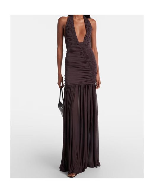Christopher Esber Purple Pleated Backless Dress
