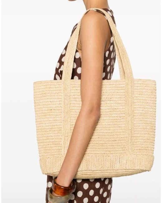 Maison Kitsuné Natural Top-Handle Shoulder Bag