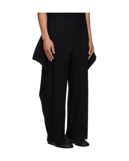 Homme Plissé Issey Miyake Black Pleated Cropped Trousers for men