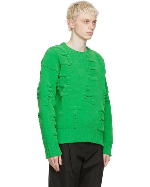 Bottega Veneta Green Knitted Long-Sleeve Jumper for men