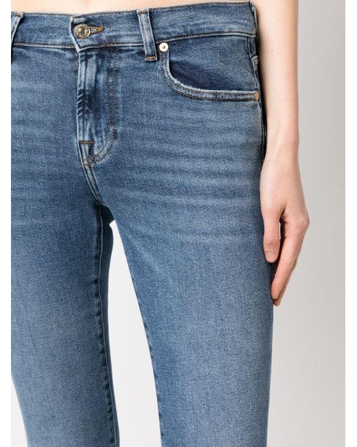 7 For All Mankind Blue Logo-Patch Bootcut Jeans