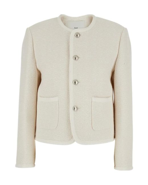 DUNST White Collarless Tweed Jacket for men