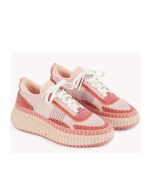Chloé Pink Chloé Nama Lace-Up Sneakers