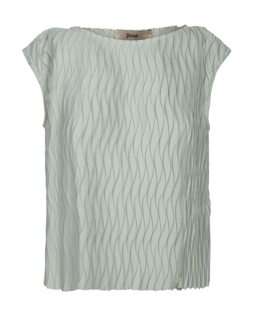 Herno Green Wrinkled-Effect Top