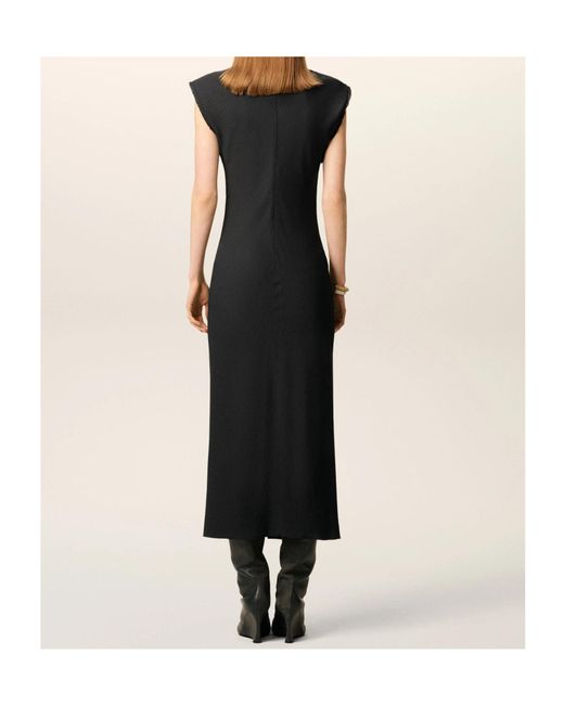 AMI Black Raw-Edge Sleeveless Long Dress