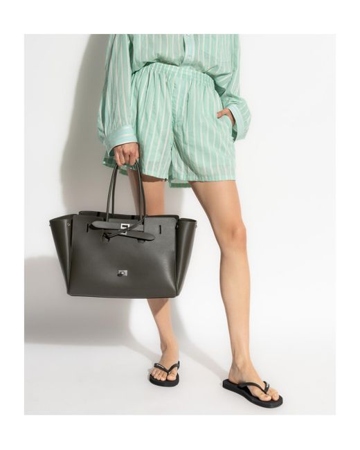Balenciaga Green Striped Elastic Waist Shorts