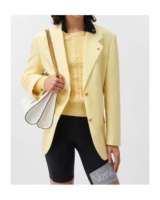 Versace Metallic Medusa-Button Single-Breasted Blazer