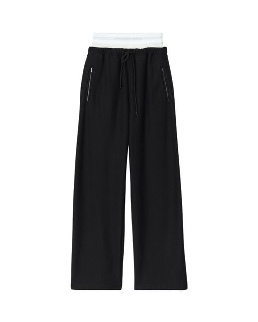 Alexander Wang Black Layered Wide-Leg Sweatpants