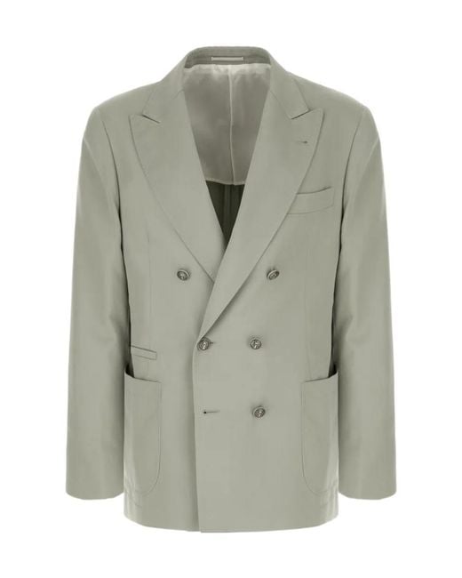 Brunello Cucinelli Green Double-Breasted Blazer for men