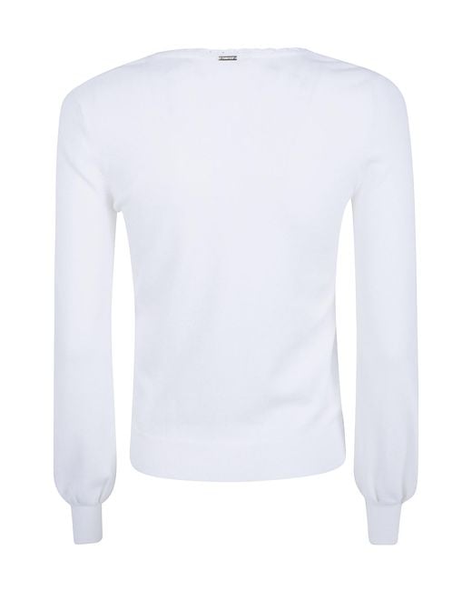 Twinset White Scalloped-Edge Knit Top