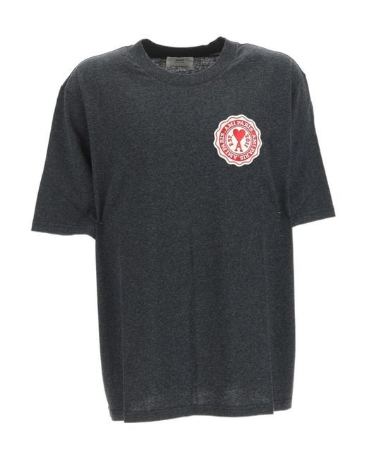 AMI Black Logo-Patch Oversized T-Shirt for men