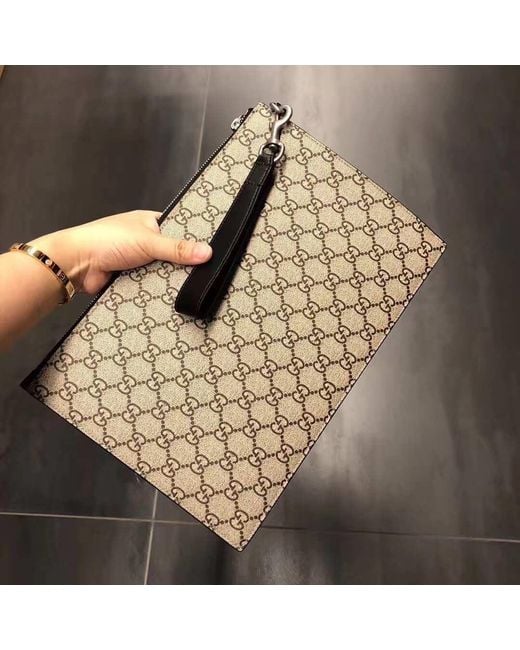 Gucci Brown Gg Pouch With Kingsnake for men