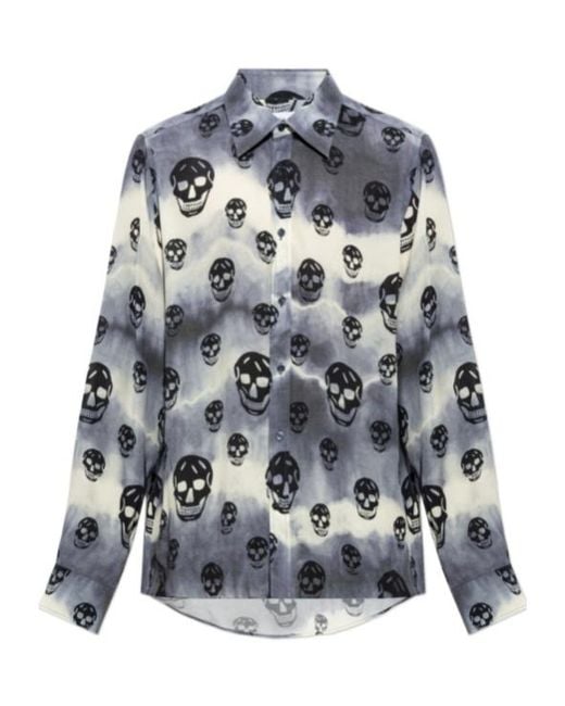 McQueen Blue Long-Sleeved Shirt for men