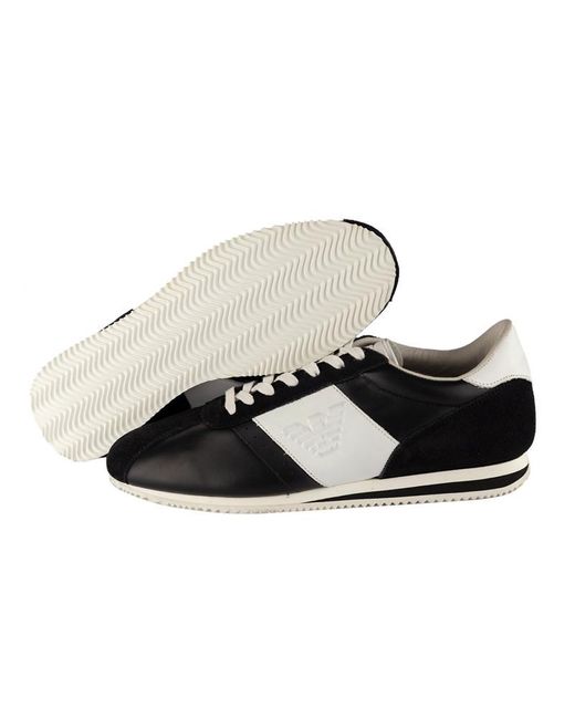 Emporio Armani Black Contrast-Color Lace-Up Casual Sneakers for men
