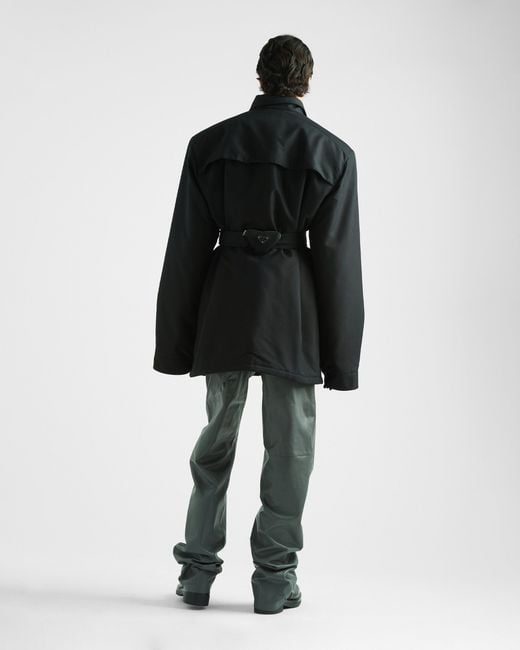 Prada Black Long Sleeved Belted Waist Jacket for men