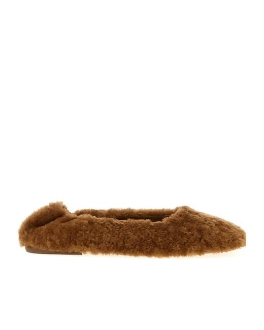 Dries Van Noten Brown Fur Ballet Flats