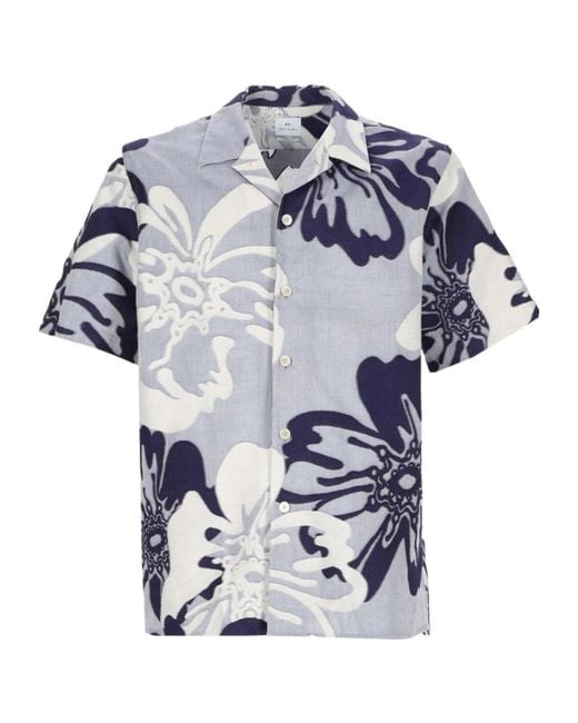 Paul Smith Blue Ps Floral Print Short-Sleeve Shirt for men