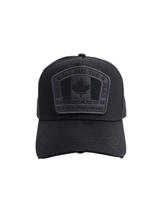 DSquared² Blue Flag Patch Distressed Baseball Cap for men