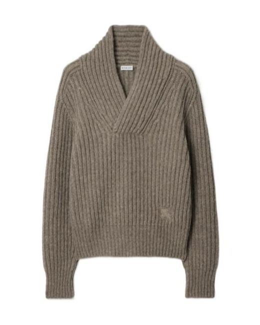 Burberry Brown Shawl Collar Knitted Jumper for men