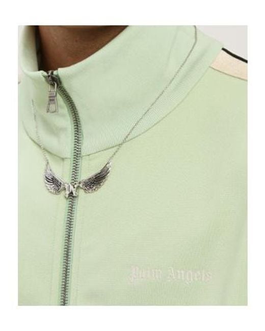 Palm Angels Green Logo Embroidered Track Jacket for men