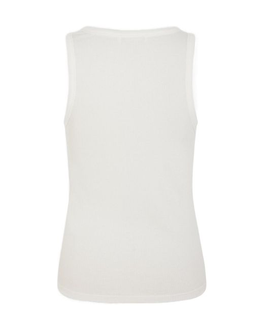 Rabanne White Asymmetric Gathered-Detail Tank Top