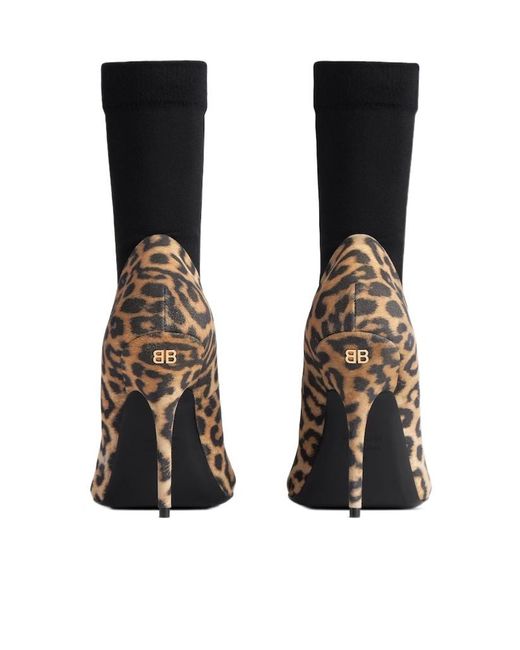 Balenciaga Brown Leopard Printed Avenue Sock Pumps