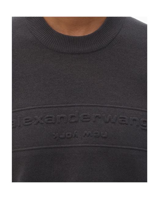 Alexander Wang Black Logo Embossed Ribbed-Knit Jumper