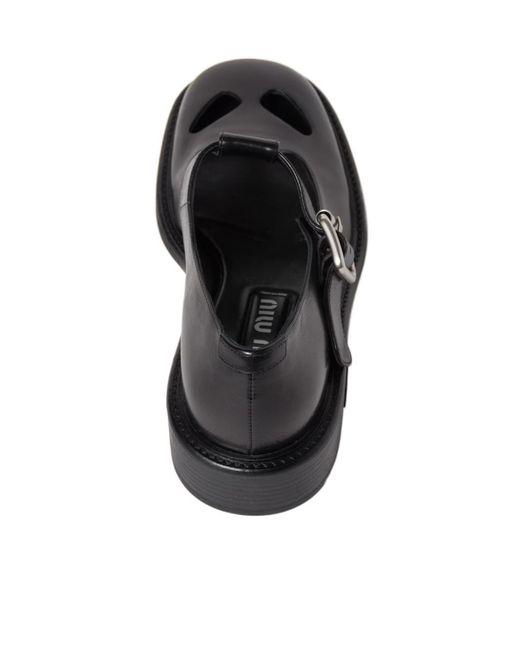 Miu Miu Black Leather T-Bar Shoes