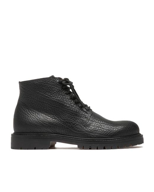 Officine Creative Black Boss 011 Grained Ankle Boots for men