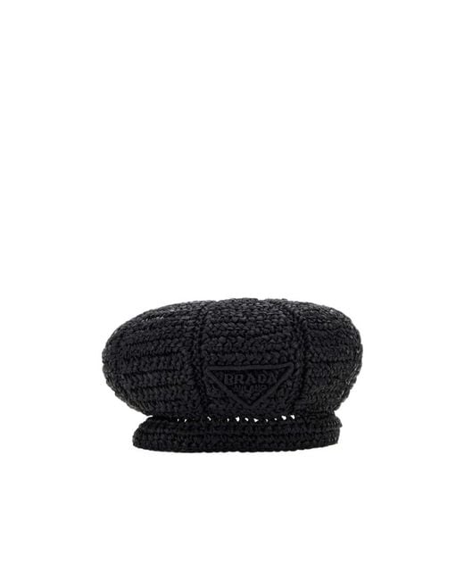 Prada Black Woven Beret