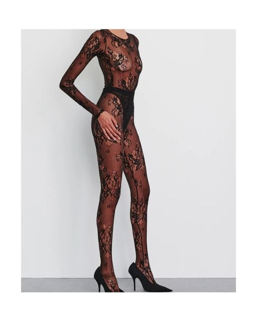 Wardrobe NYC Gray Evening Lace Bodysuit