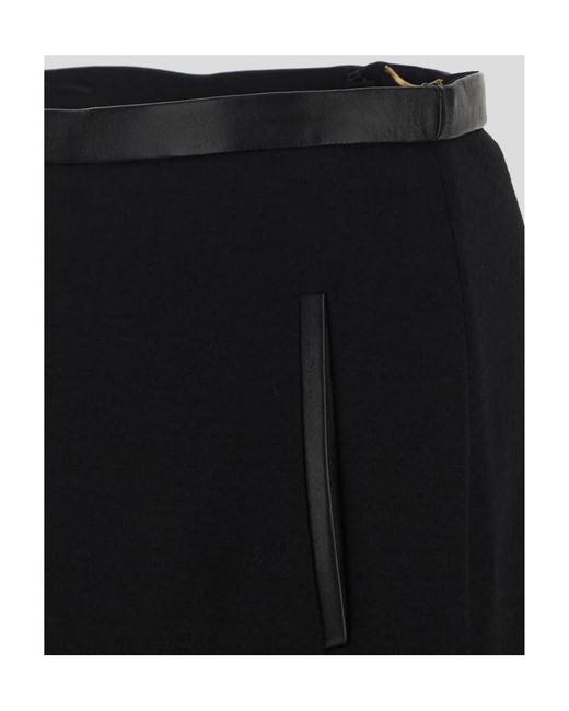 Saint Laurent Black Slit Detailed Skirt