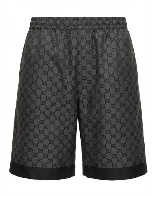 Gucci Gray Printed Twill Shorts for men
