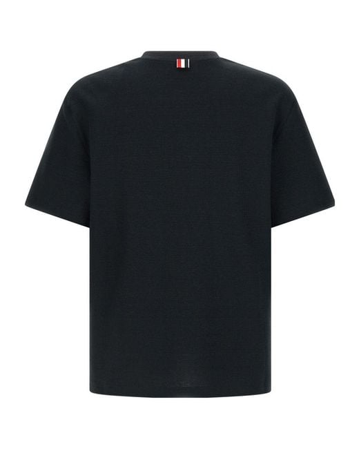 Thom Browne Black Rwb Embroidered Crewneck T-Shirt for men