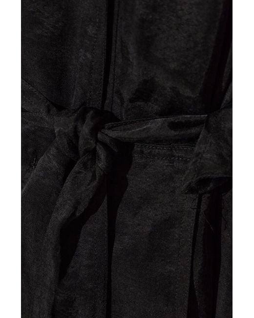 AllSaints Black Linnie Belted Long Coat