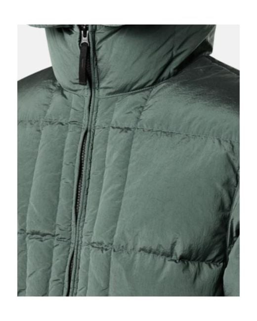 Stone Island Green Hooded Down Jacket With Drawcord Hem for men