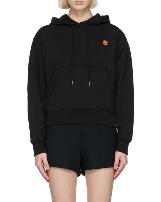 KENZO Black Tiger Crest Embroidered Drawstring Hoodie