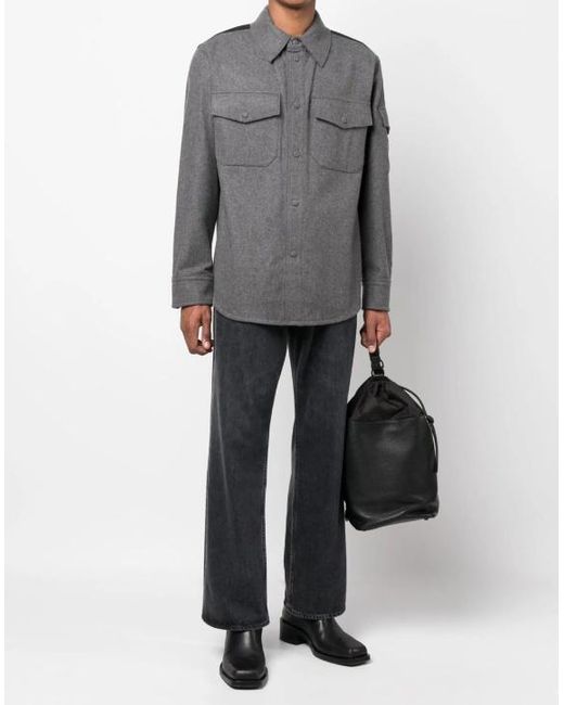 Helmut Lang Gray Button-Up Long-Sleeve Shirt for men