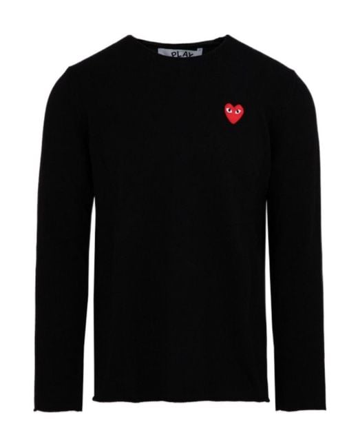 COMME DES GARÇONS PLAY Black Comme Des Garçons Play Logo Patch Crewneck Jumper for men