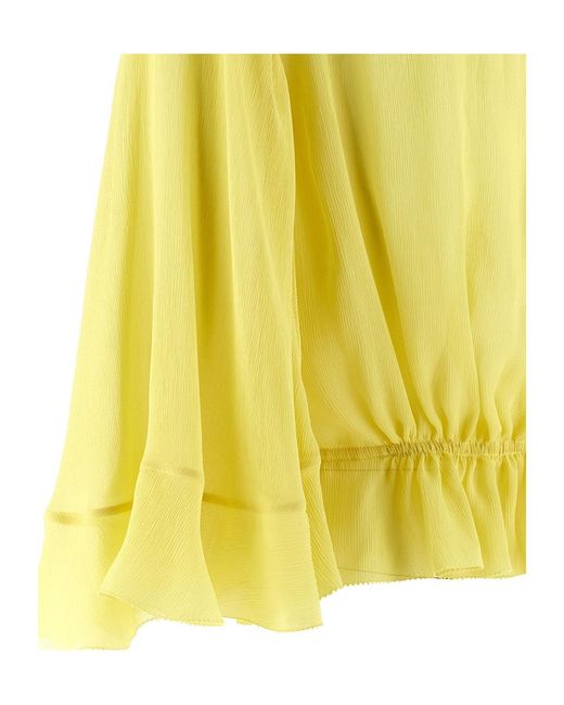 Alberta Ferretti Yellow Ruffled Drawstring Shirt