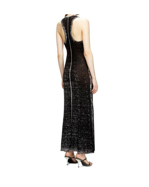 DIESEL Black Midi Dress Made Of Linen Yarn