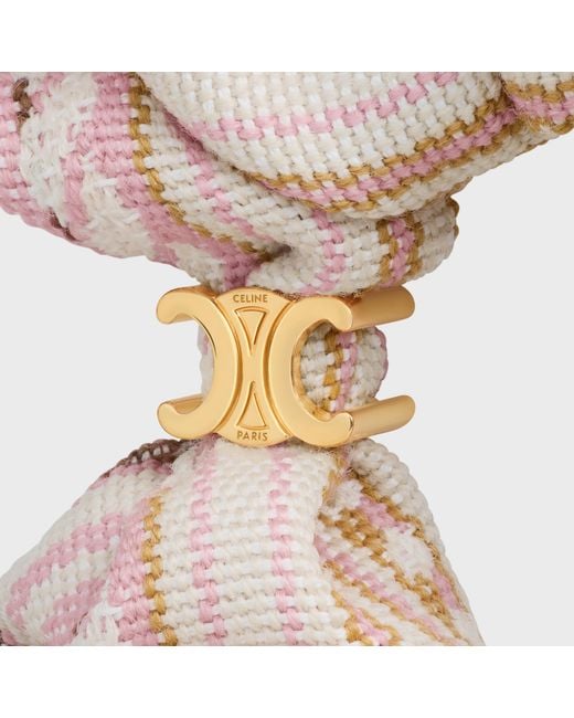 Céline Pink Striped Triomphe Scrunchy
