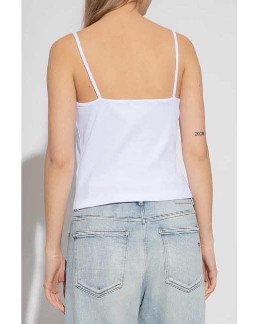 DIESEL White T-Hop-D Logo Embroidered Cami Top