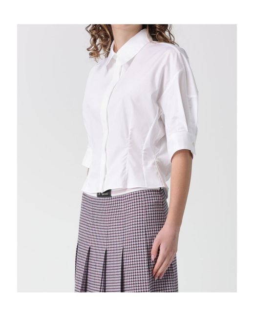 Marni White Short Sleeve Pleated Shirt