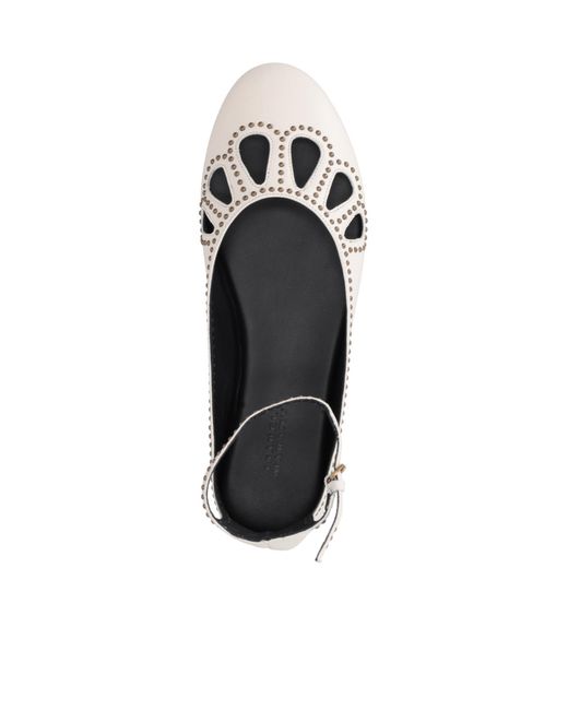 Isabel Marant White Ankle Strap Ballet Flats
